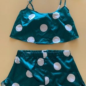 🆕 Nasty Gal satin polka dot shorts pajama set